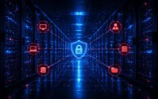 Internal network cybersecurity background with infrastructure protection visualization